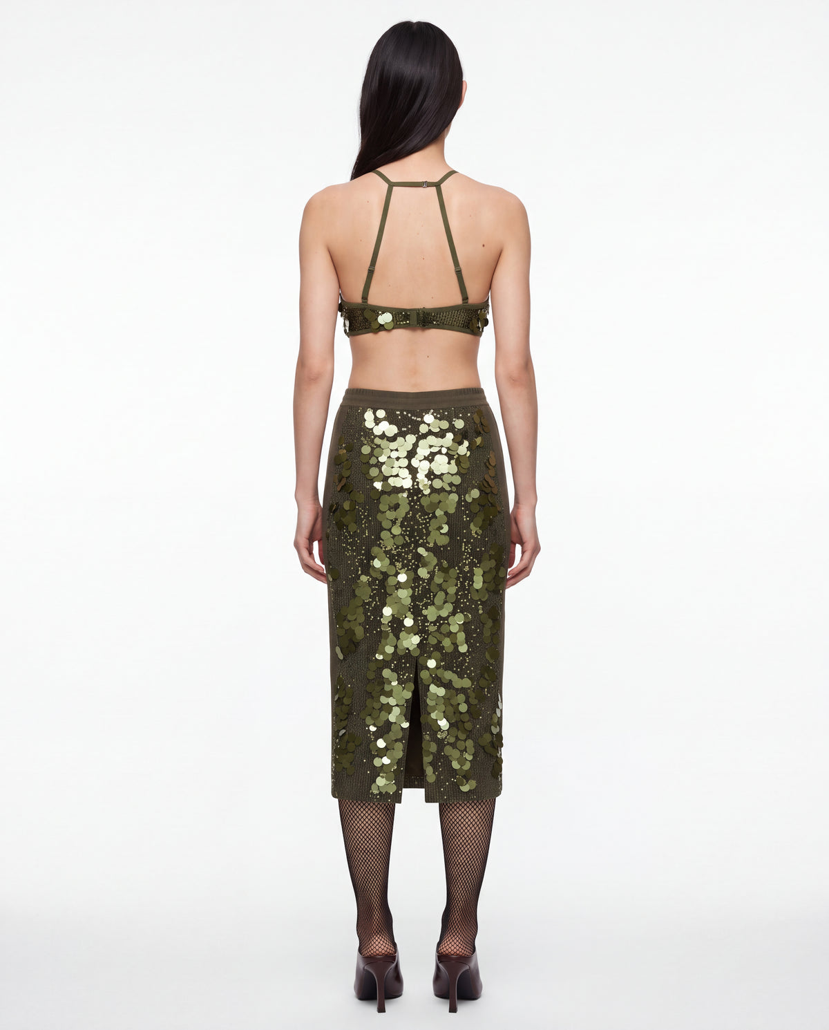 SEQUIN BRALETTE MILITARY GREEN