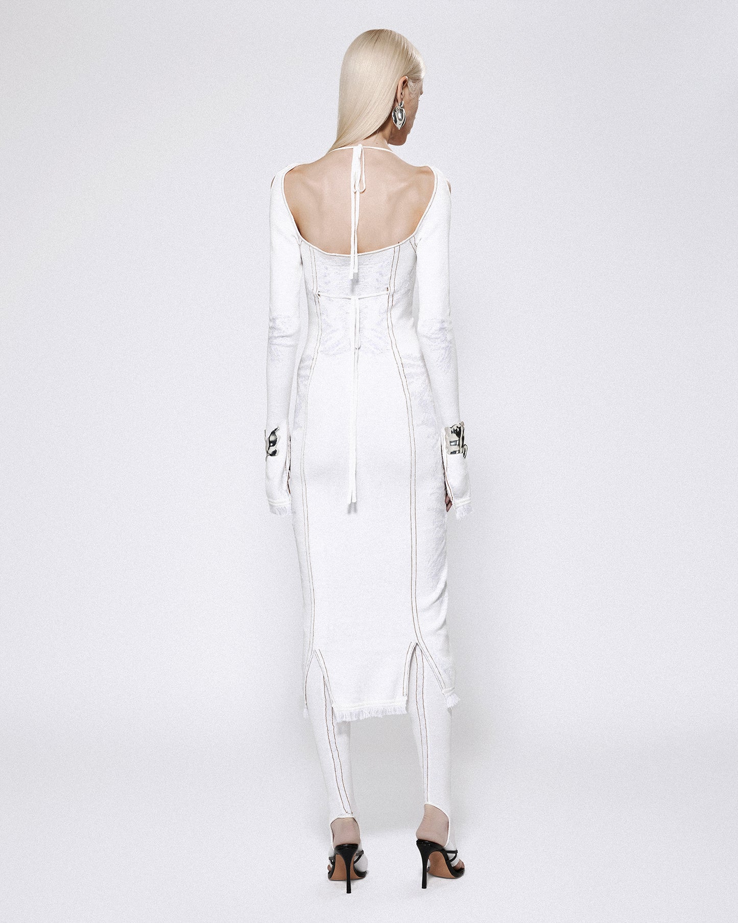 BIKINI KNIT DRESS WHITE DENIM