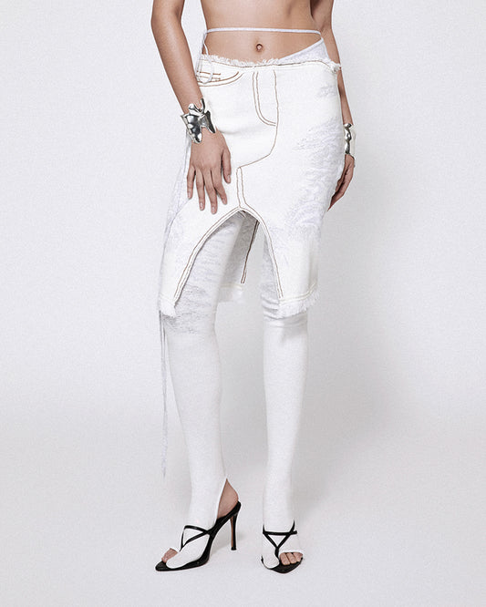 BIKINI KNIT SKIRT WHITE DENIM