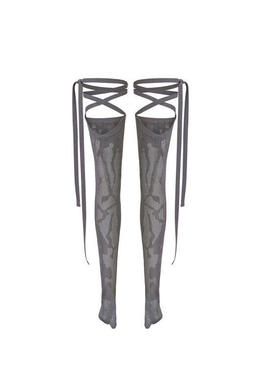 HEAT TECH TABI STOCKINGS GREY-PINK
