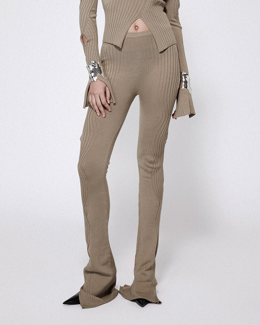 XL CABLE KNIT TROUSERS KHAKI