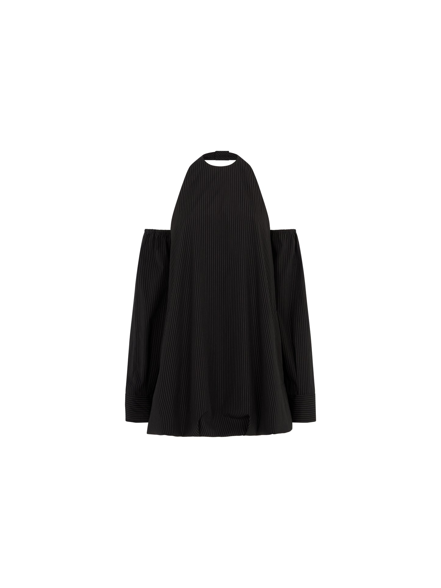 PUFFBALL DRESS BLACK PINSTRIPE