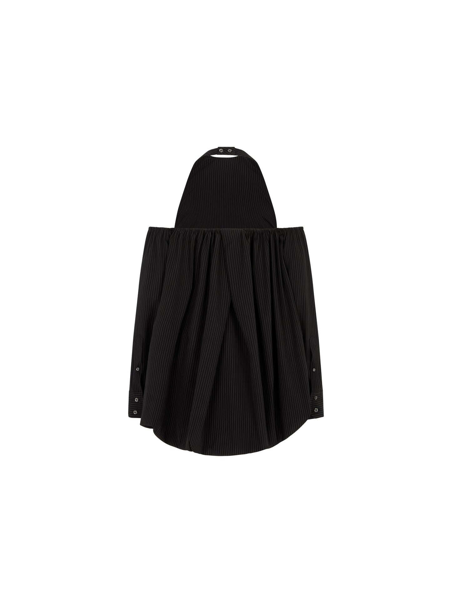 PUFFBALL DRESS BLACK PINSTRIPE