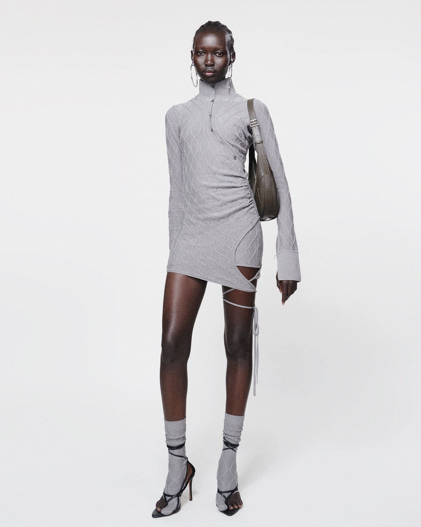 TWISTED POLO DRESS GREY