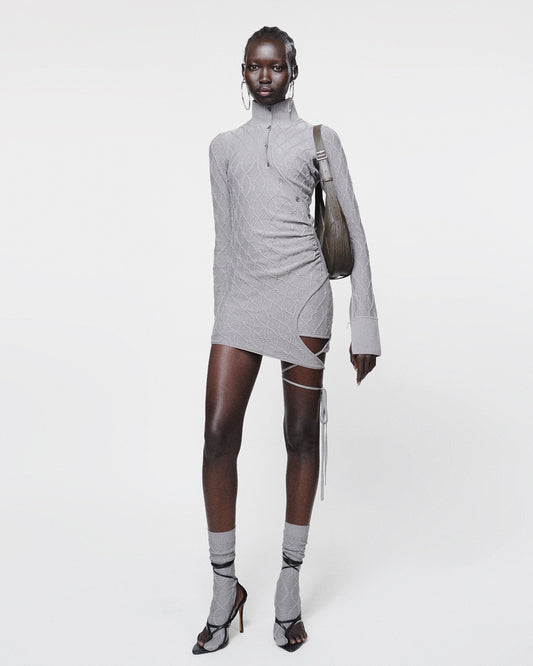 TWISTED POLO DRESS GREY