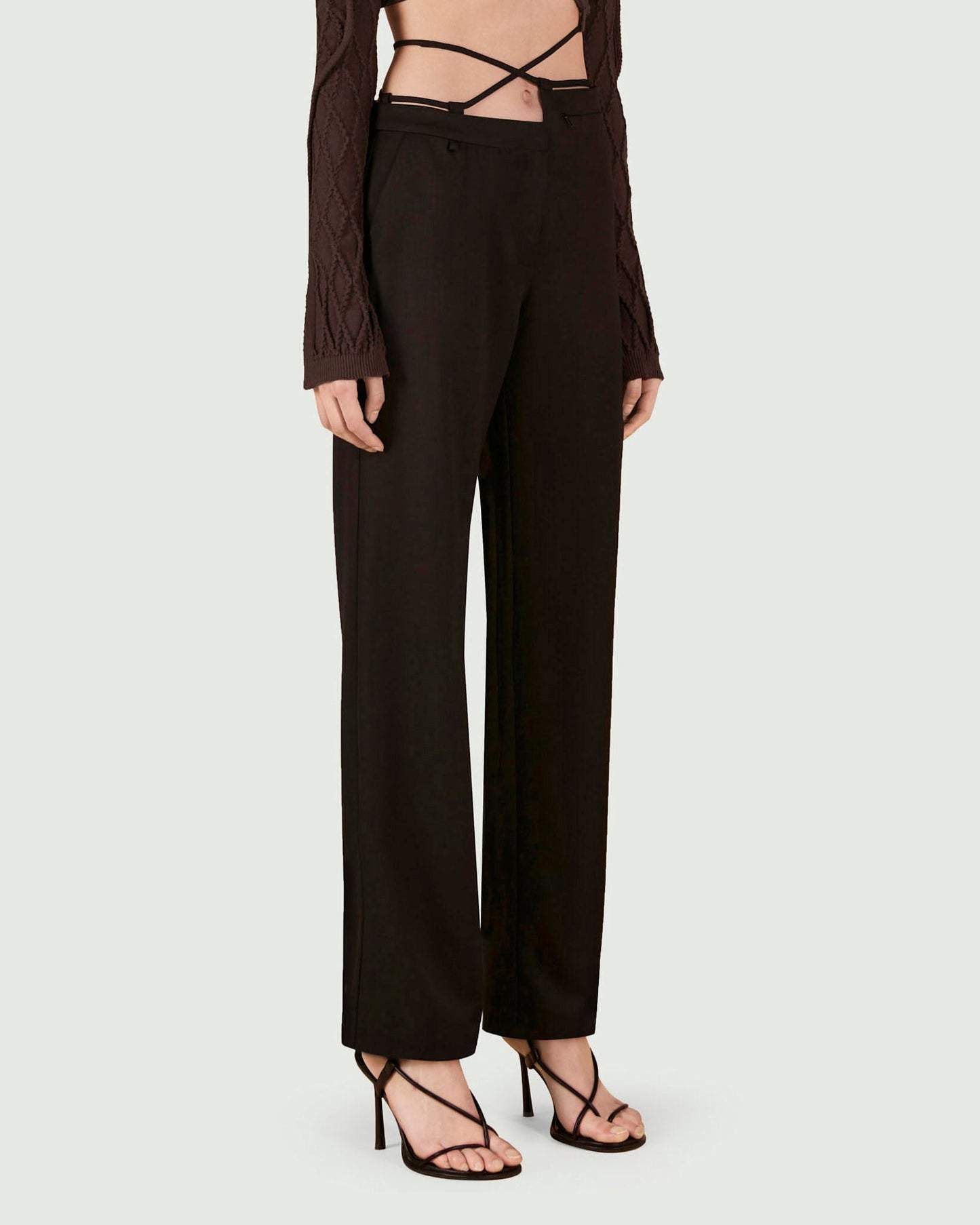 ASYMMETRIC WAIST PANTS BLACK