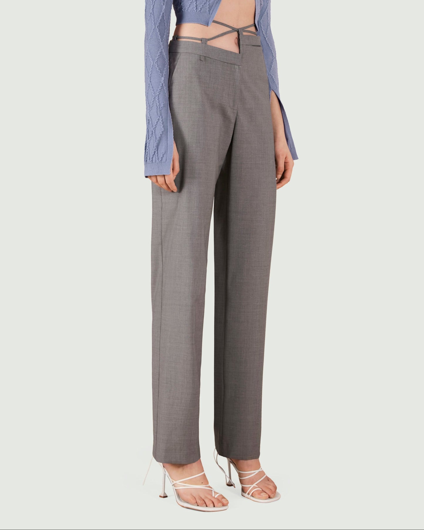ASYMMETRIC WAIST PANTS GREY