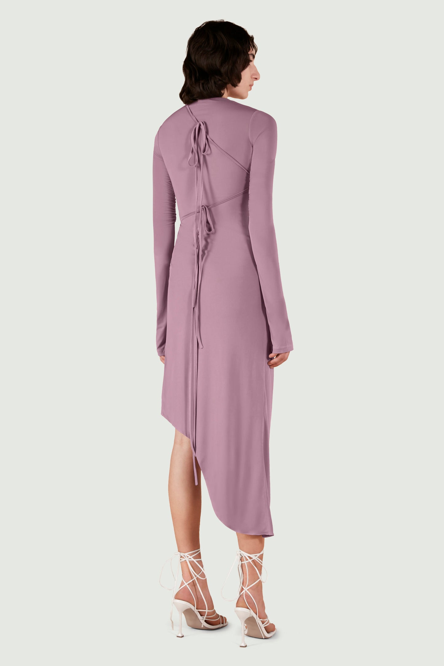 ASYMMETRIC GATHERED KEYHOLE DRESS LILAC